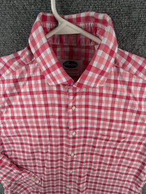 STENSTROMS Long Sleeve Button Up Shirt Men Size 43 ( 17) Pink Check Fitted Body